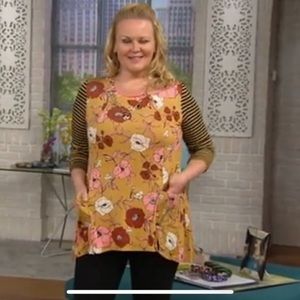 LOGO by Lori Goldstein Tunic Floral and Stripped Top
